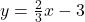 y=\frac{2}{3}x-3