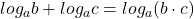 log_ab+log_ac=log_a(b\cdot c)