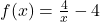 f(x)=\frac{4}{x}-4