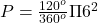 P=\frac{120^o}{360^o}\Pi 6^2