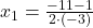 x_1=\frac{-11-1}{2\cdot (-3)}
