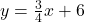 y=\frac{3}{4}x+6