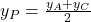 y_P=\frac{y_A+y_C}{2}