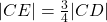 |CE|=\frac{3}{4}|CD|