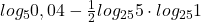 log_{5}0,04-\frac{1}{2}log_{25}5\cdot log_{25}1