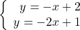 \left\{\begin{array}{rcl}y=-x+2\\y=-2x+1\end{array} \right.