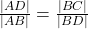\frac{|AD|}{|AB|}=\frac{|BC|}{|BD|}