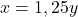 x=1,25y