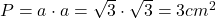 P=a \cdot a=\sqrt{3} \cdot \sqrt{3}=3 cm^2