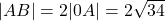 |AB|=2|0A|=2\sqrt{34}
