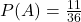 P(A)=\frac{11}{36}
