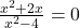 Rendered by QuickLaTeX.com \frac{x^2+2x}{x^2-4}=0