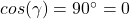 cos(\gamma)=90^\circ=0