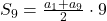S_{9}=\frac{a_1+a_9}{2} \cdot  9