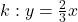 k: y=\frac{2}{3}x
