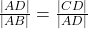 \frac{|AD|}{|AB|}=\frac{|CD|}{|AD|}