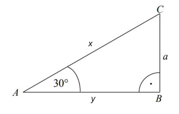 Obwód trójkąta ABC, przedstawionego na rysunku, jest równy 