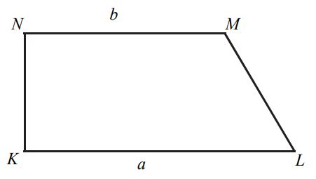 Dany jest trapez prostokątny KLMN, którego podstawy mają długości